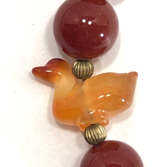 Vintage Carnelian Bead Necklace with Fetishes - Picture 3 of 9